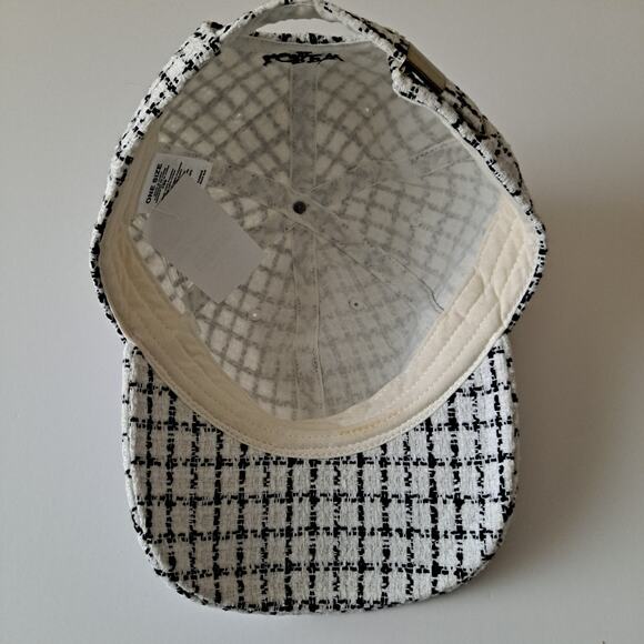 NWT J. Crew Tweed Plaid Baseball Cap Adjustable Hat Black White Women\'s One Size